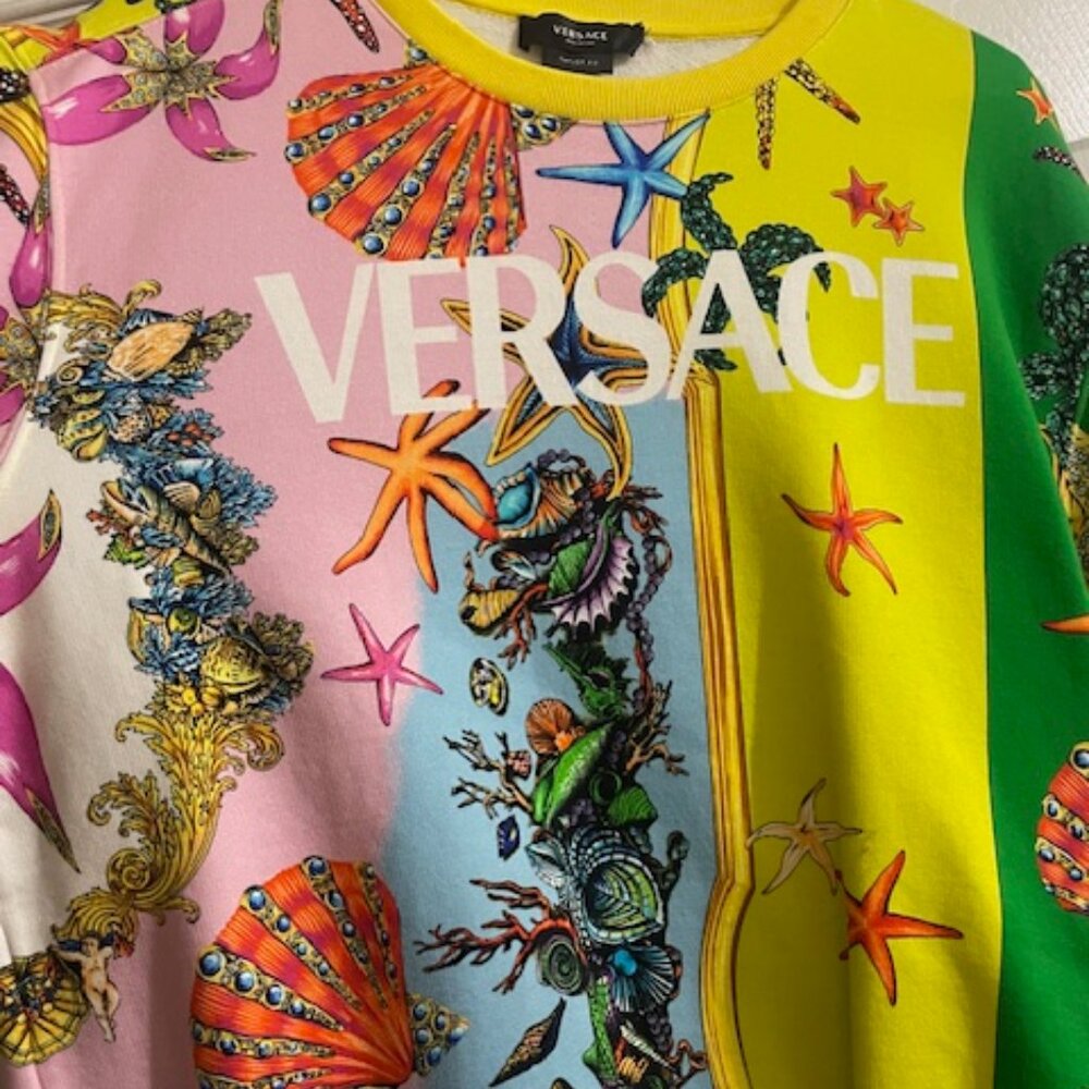 Men Versace Sweatshirt Size Large, Multi Color